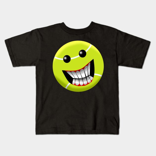 Happy Tennis Ball Kids T-Shirt by Wickedcartoons